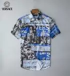 chemise versace en soie manche courte homme versace ocean blue